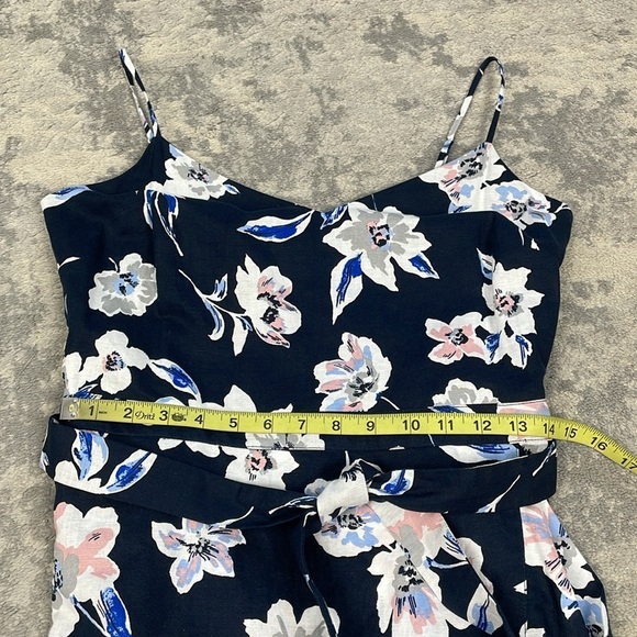 Banana Republic Linen Cotton Ruffle Wrap Dress Navy Floral Sz 4 - Picture 11 of 14